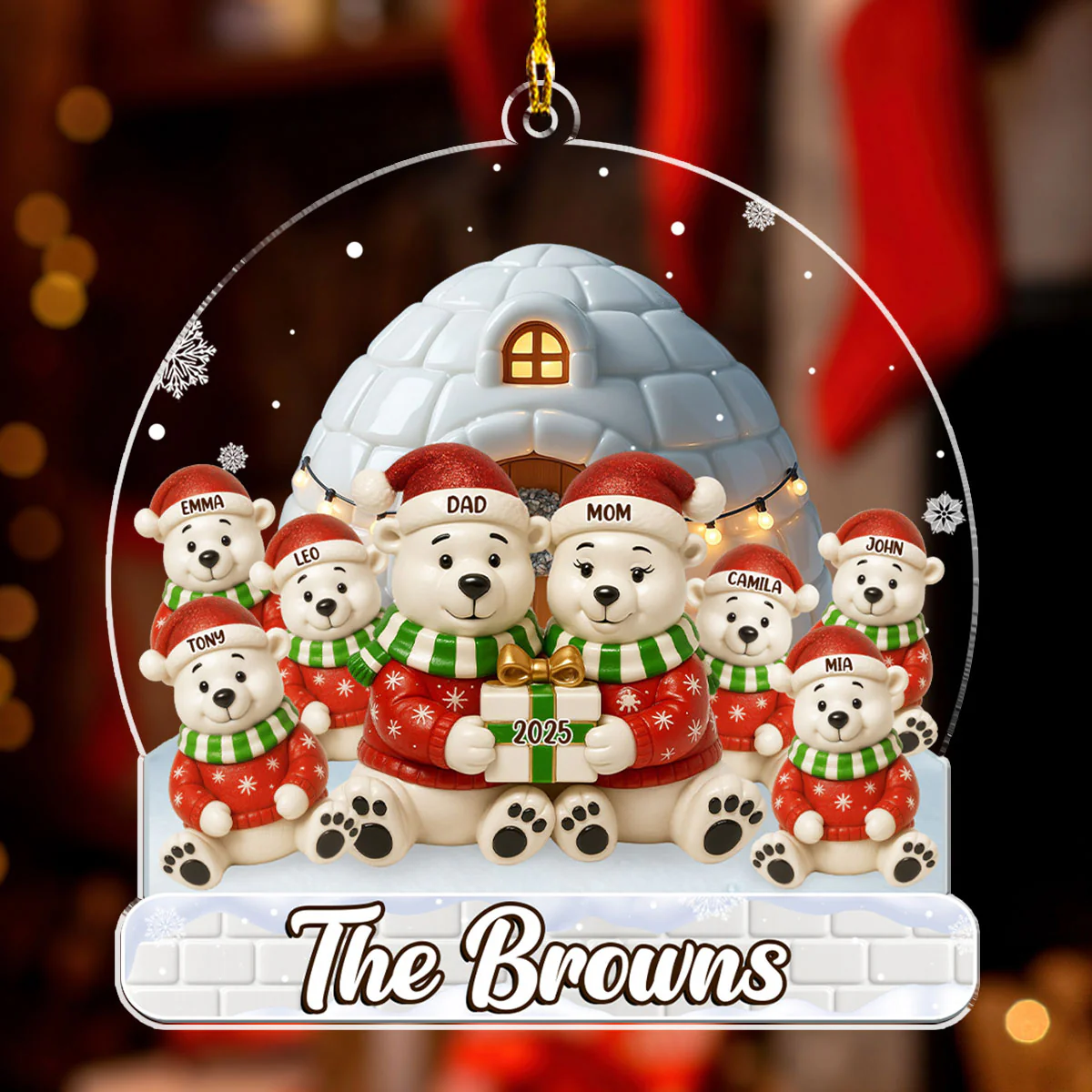 Holly Jolly Family Time - Personalized Custom Acrylic Ornament - Image 2