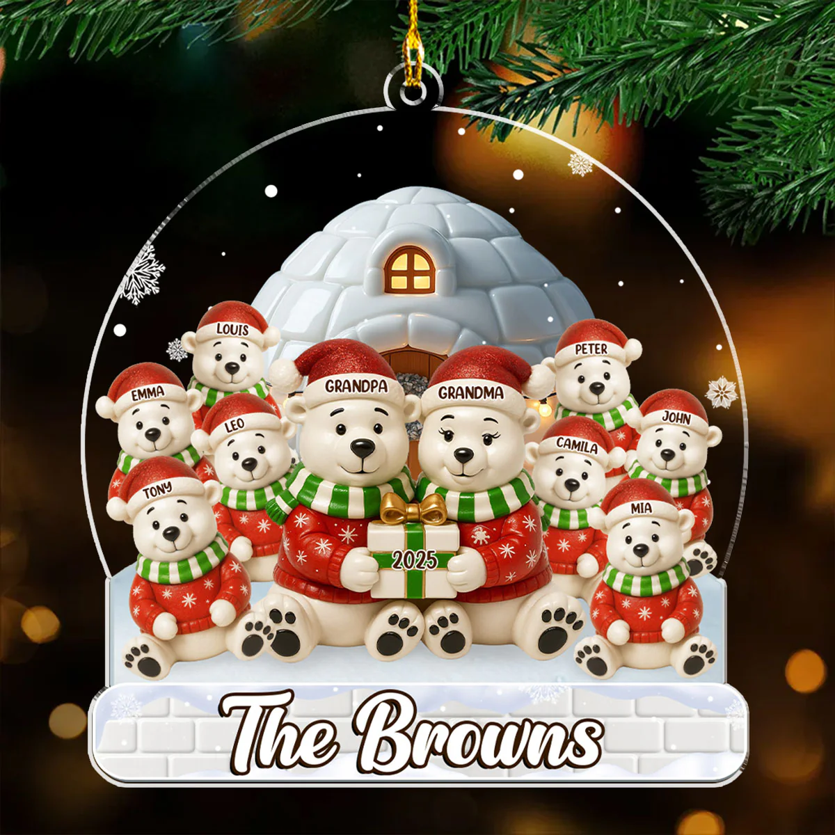 Holly Jolly Family Time - Personalized Custom Acrylic Ornament - Image 4