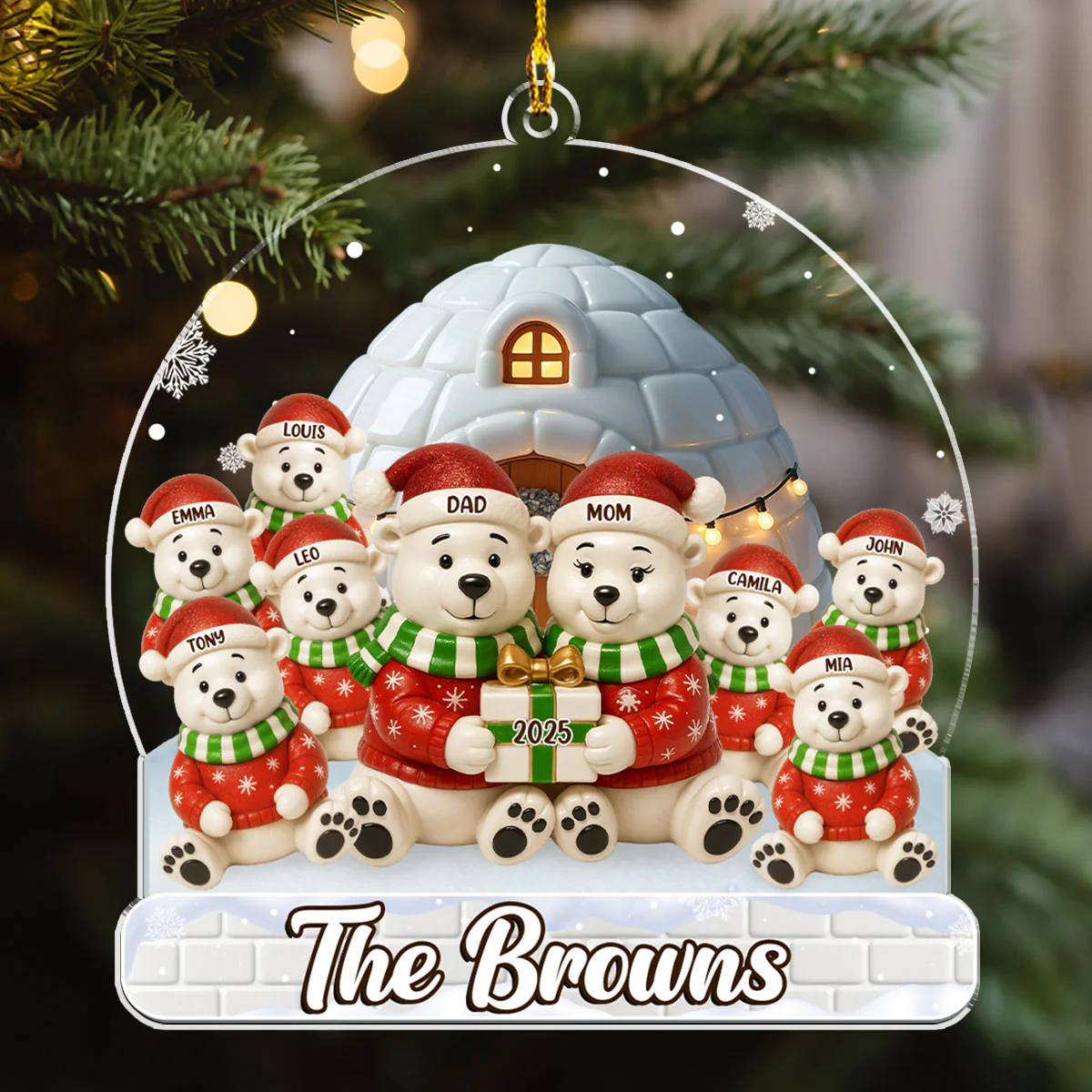 Holly Jolly Family Time - Personalized Custom Acrylic Ornament - Image 5