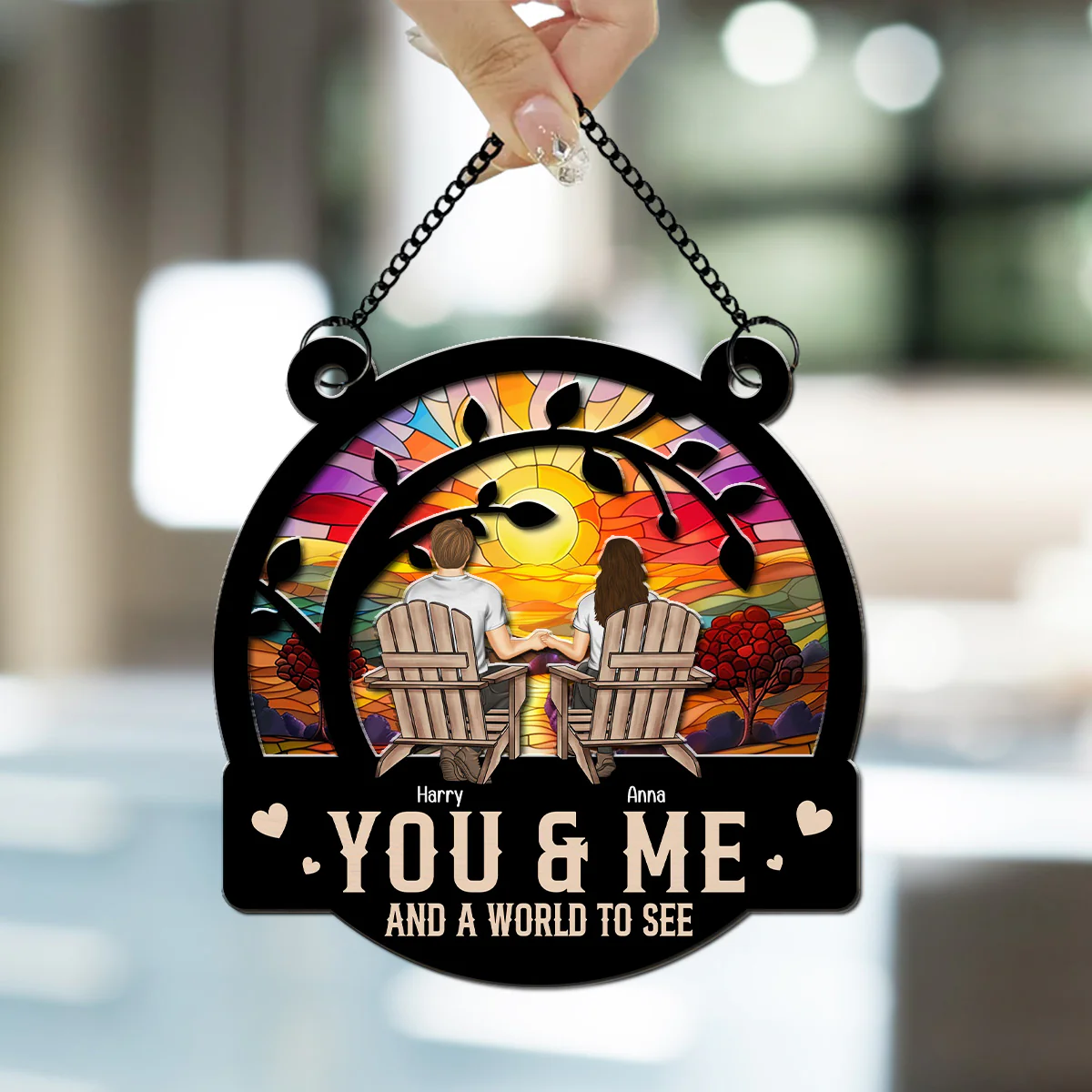 Home Is Anywhere With You - Personalized Custom Suncatcher - Image 3