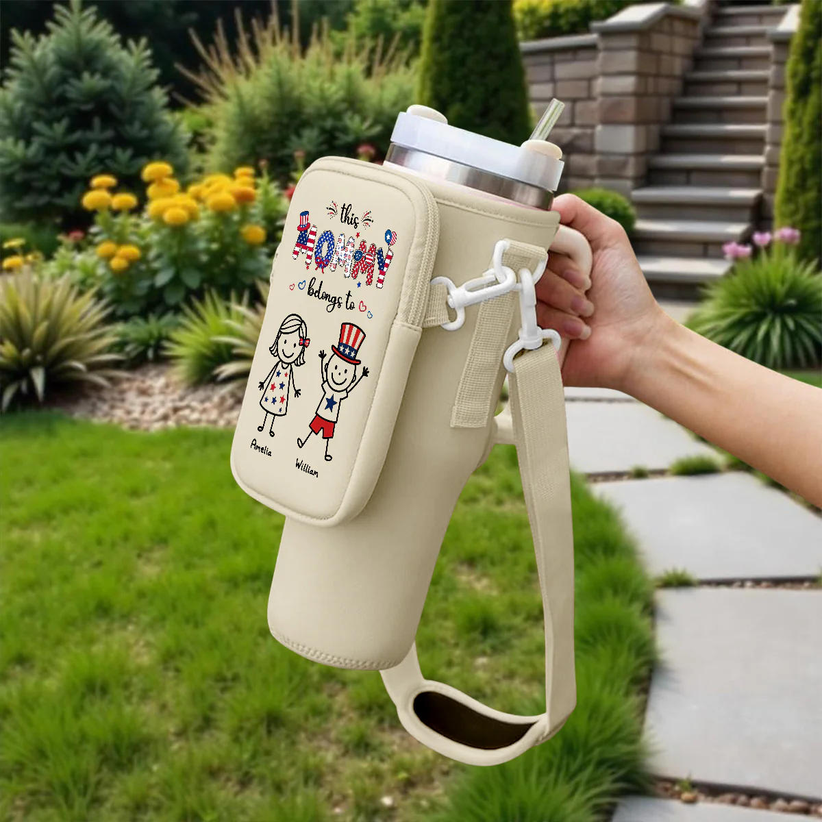 Home Is Where Your Grandma Is - Personalized Custom Water Bottle Carrier Bag - Image 3
