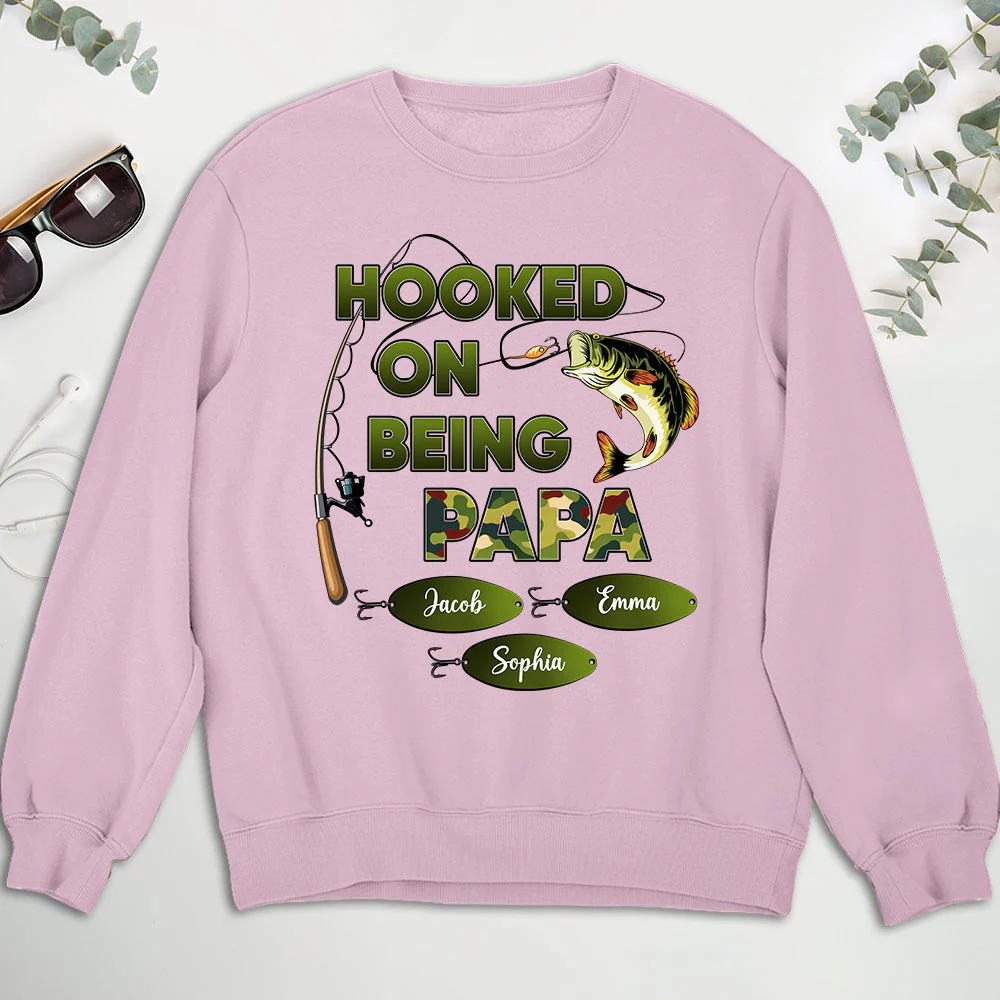 Hooked On Being Grandpa Papa - Personalized Custom Shirt - Image 4