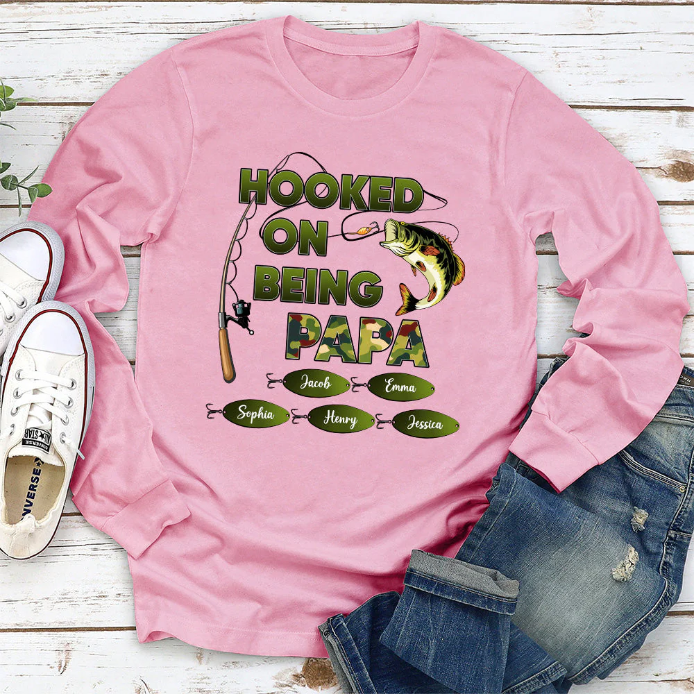 Hooked On Being Grandpa Papa - Personalized Custom Shirt - Image 5