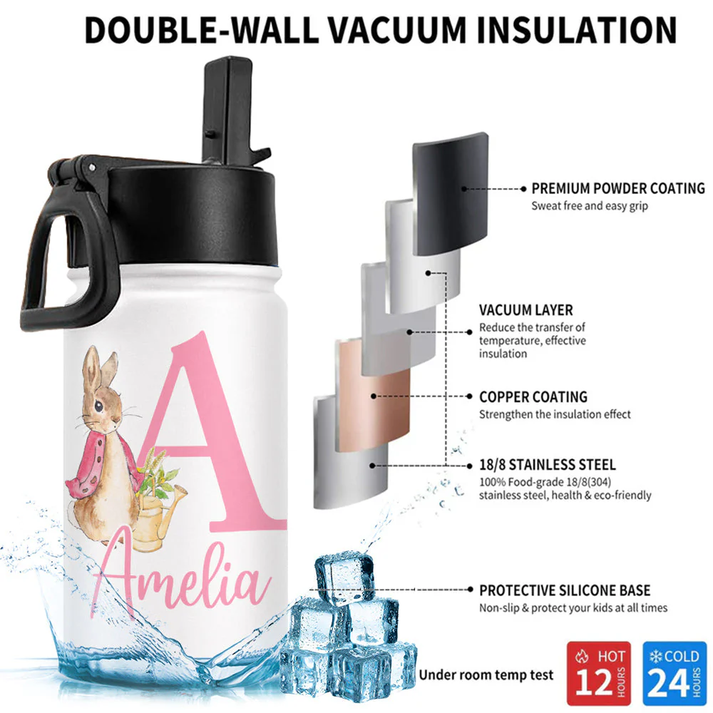 Hoppy Easter Fun - Personalized Custom Kids Water Bottle - Image 3