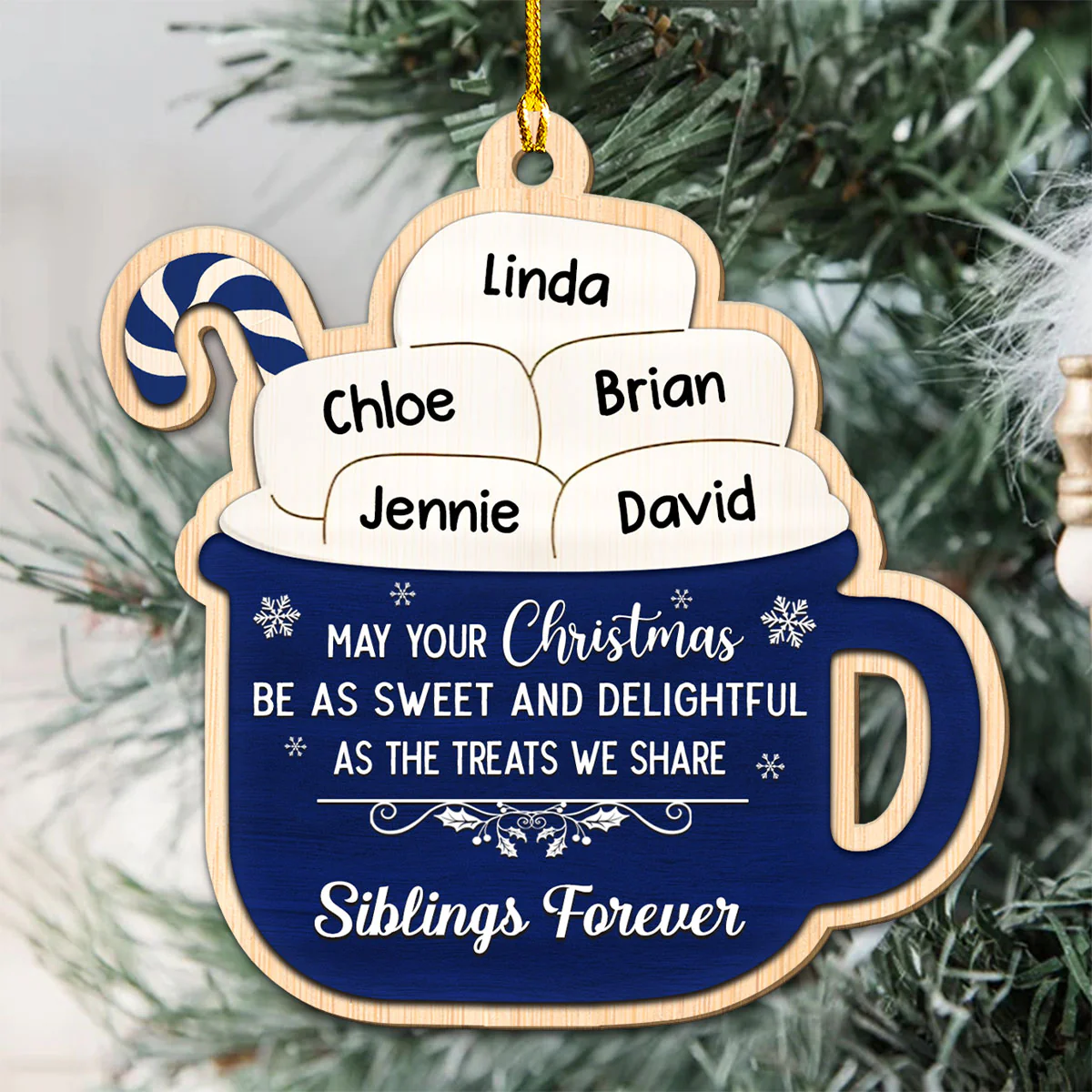 Hot Cocoa Sweet And Delightful - Personalized Custom Wood Ornament - Image 3
