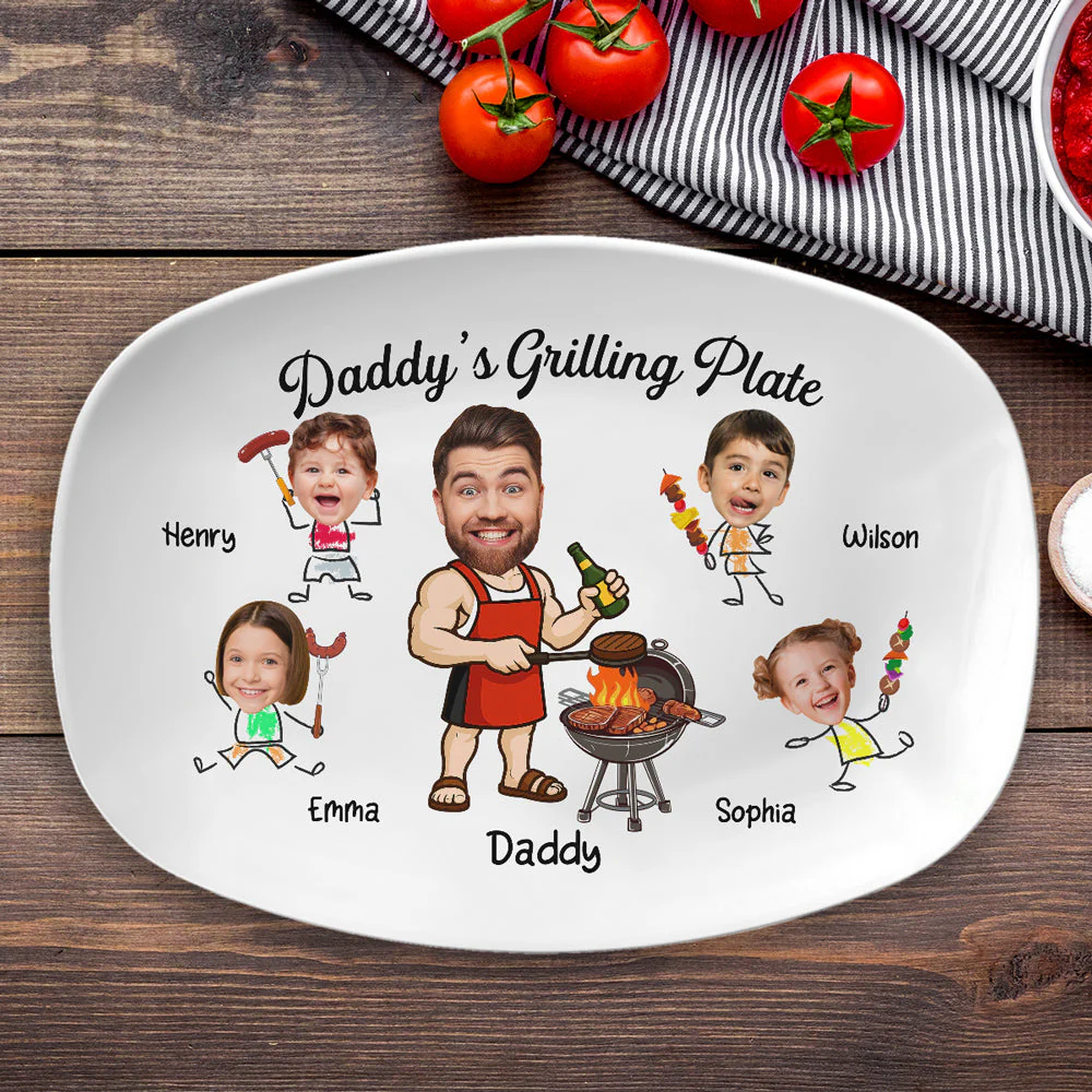Hot Grill Cool Dad Vibes - Personalized Custom Platter - Image 2