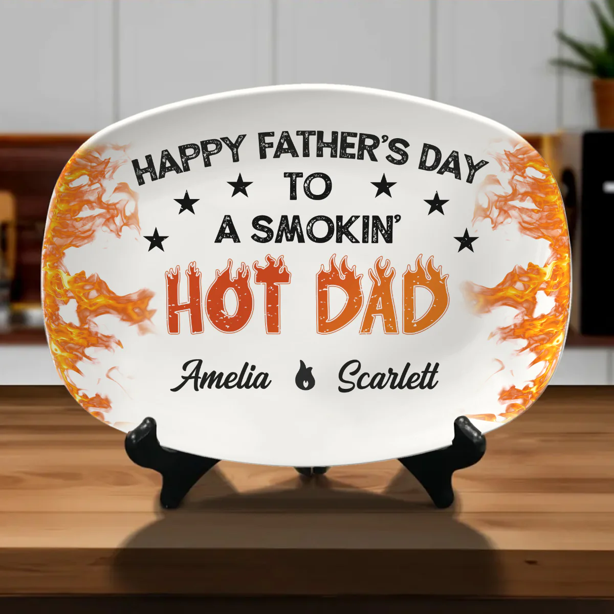 Hot On The Grill Dad - Personalized Custom Platter - Image 3