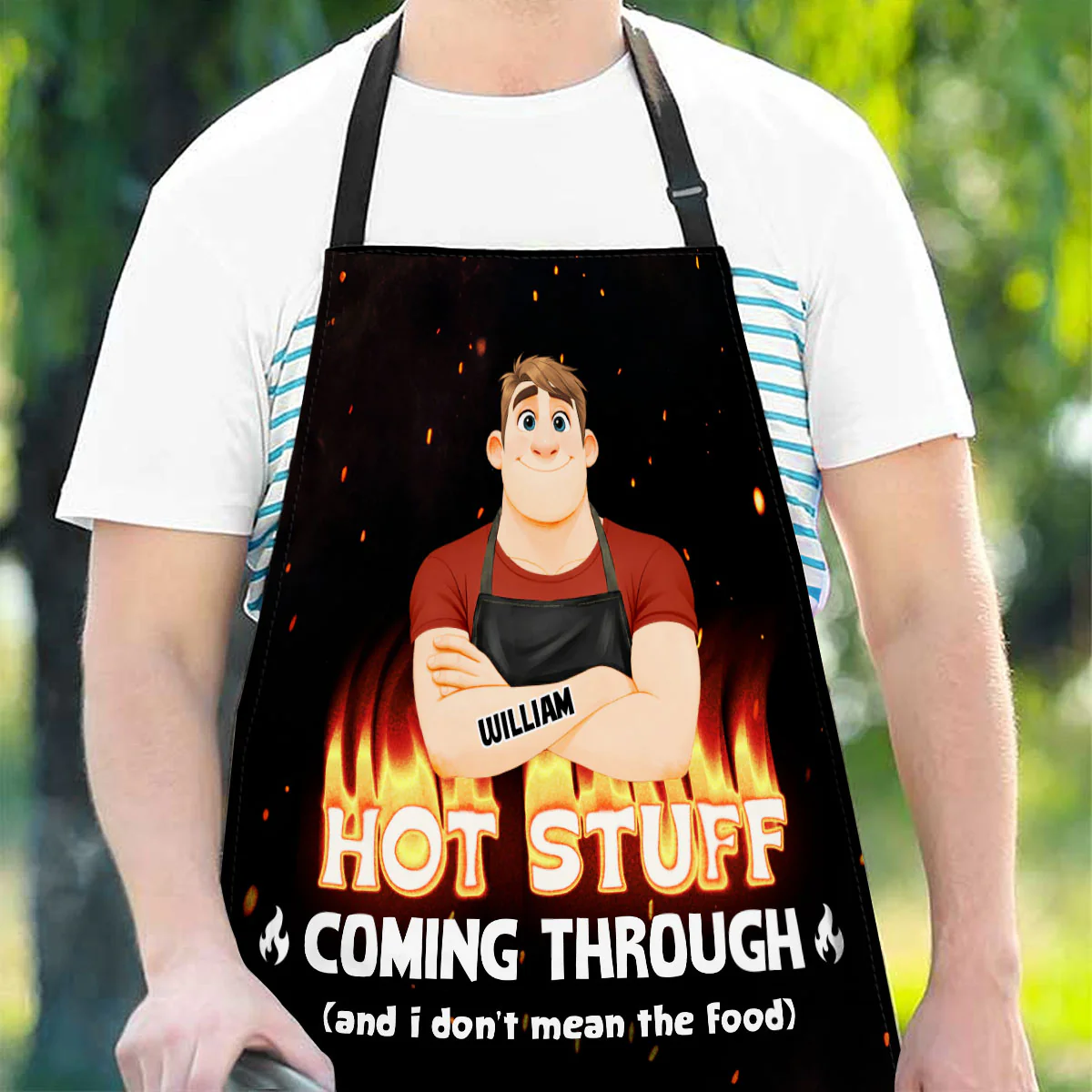 Hot Stuff Coming Through - Personalized Custom Apron - Image 4