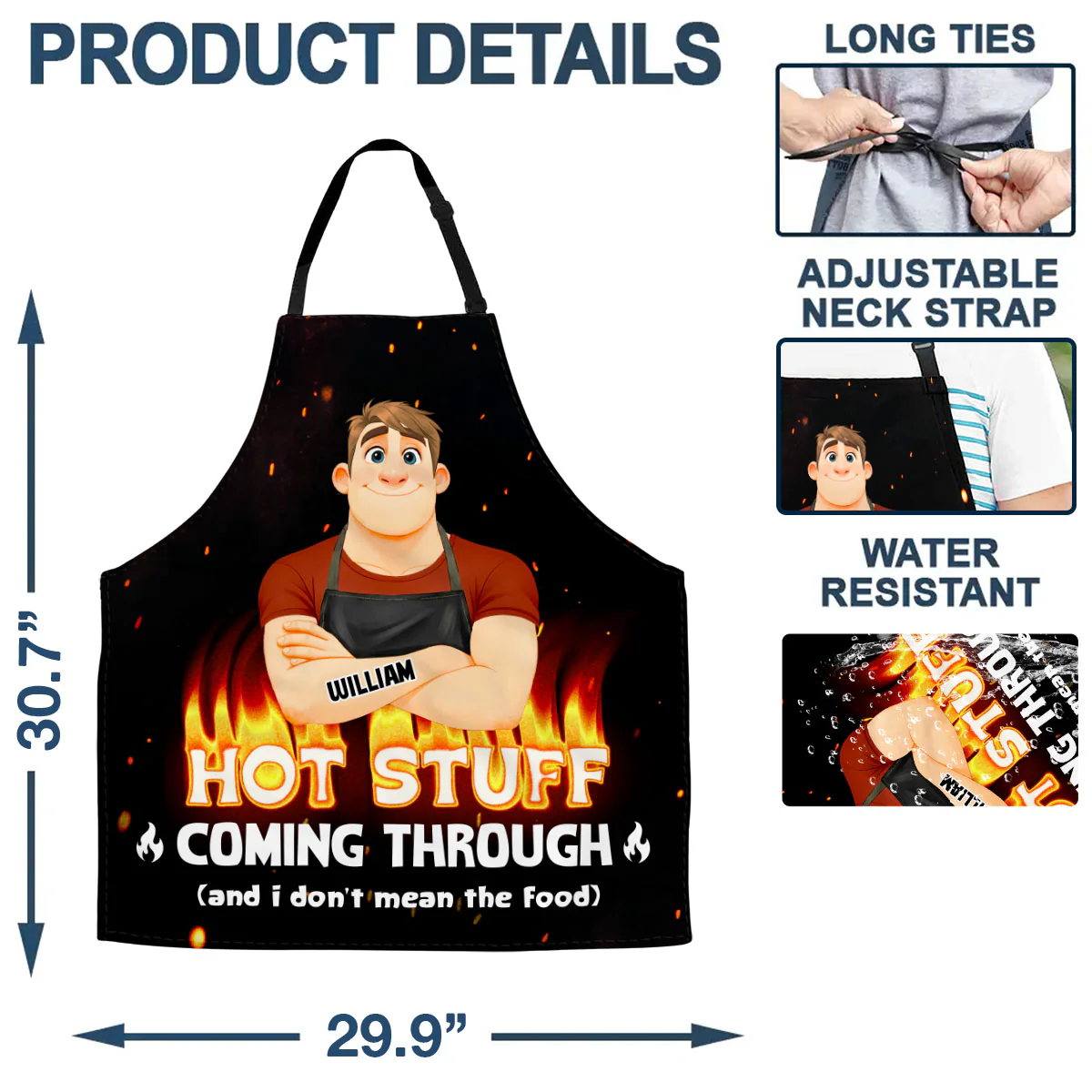 Hot Stuff Coming Through - Personalized Custom Apron - Image 5