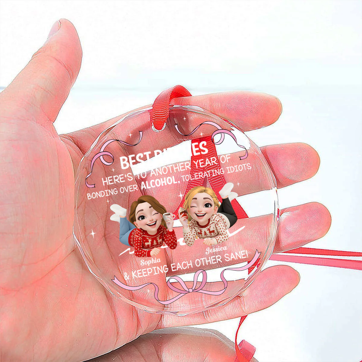 Hotter With Every Hangover - Personalized Custom Glass Ornament - Image 2