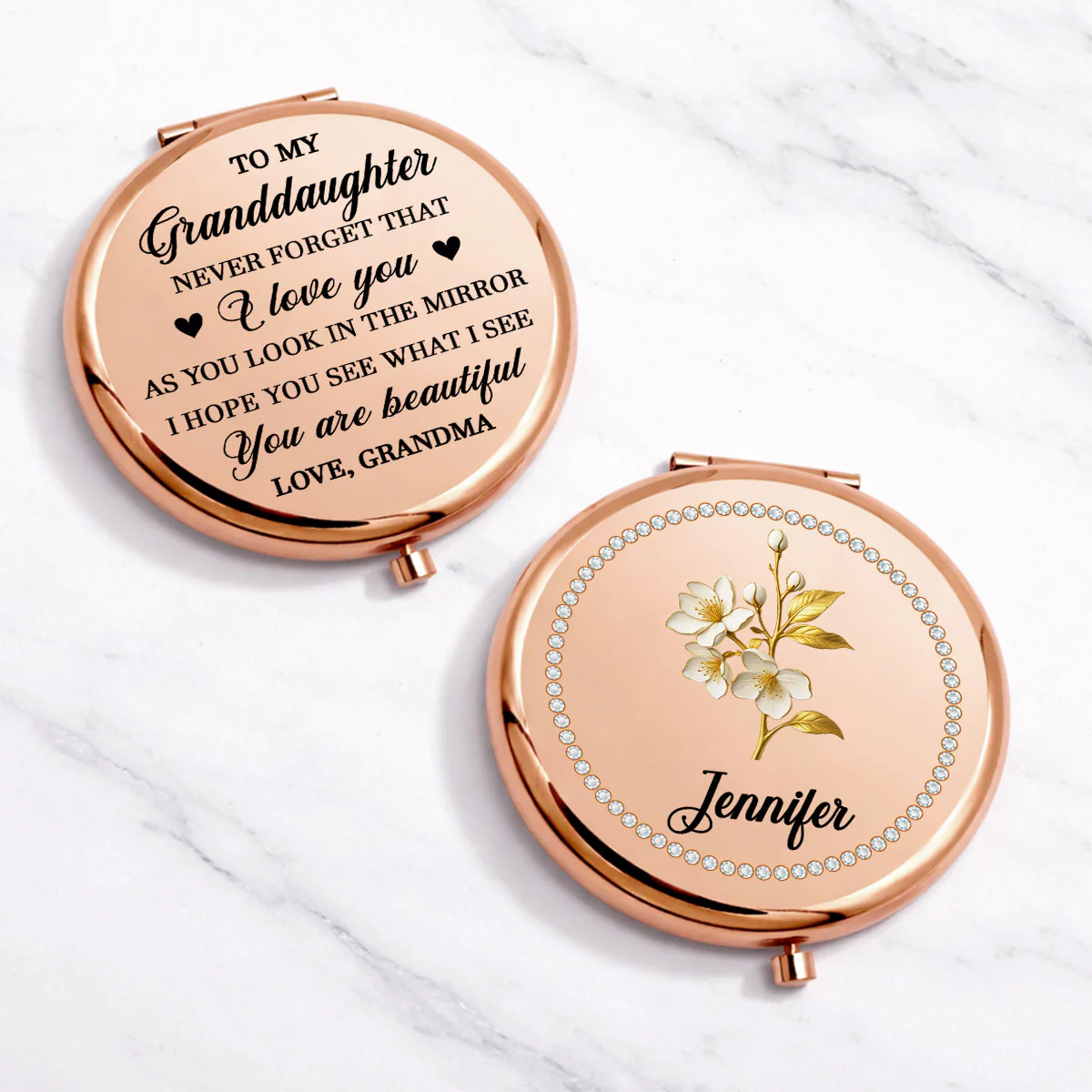 How Beautiful My Granddaughter Is - Personalized Custom 3D Effect Compact Mirror - Image 3