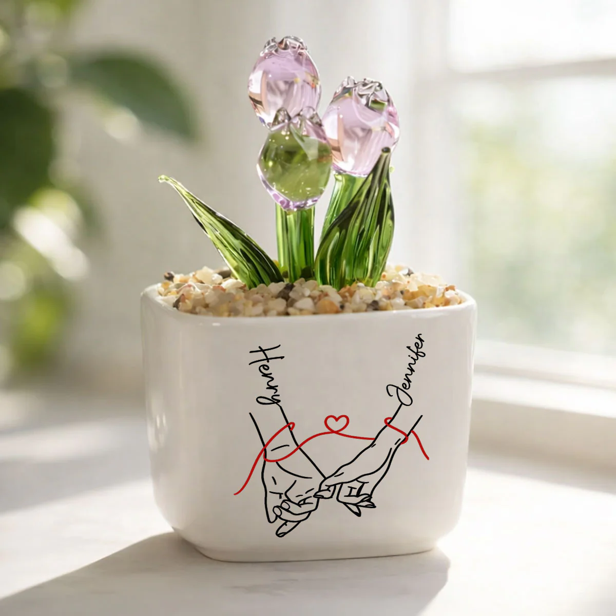 How Lucky I Am 2 - Personalized Custom Glass Everlasting Tulips - Image 2