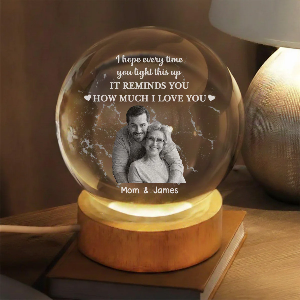 How Much I Love You - Personalized Custom Crystal Globe Lamp