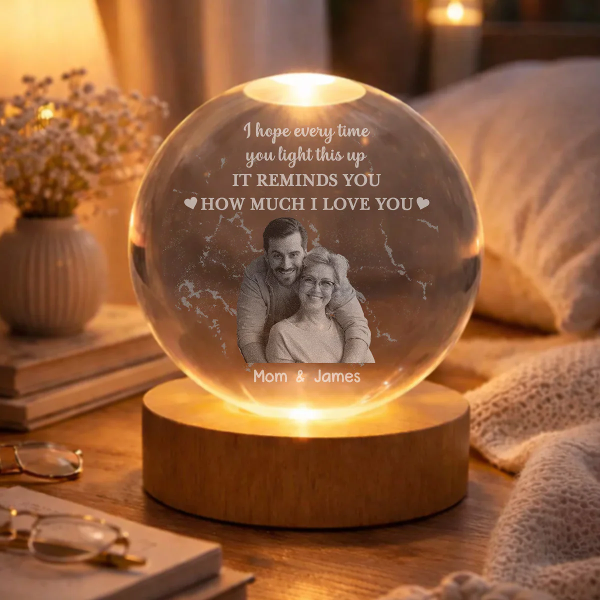 How Much I Love You - Personalized Custom Crystal Globe Lamp - Image 4