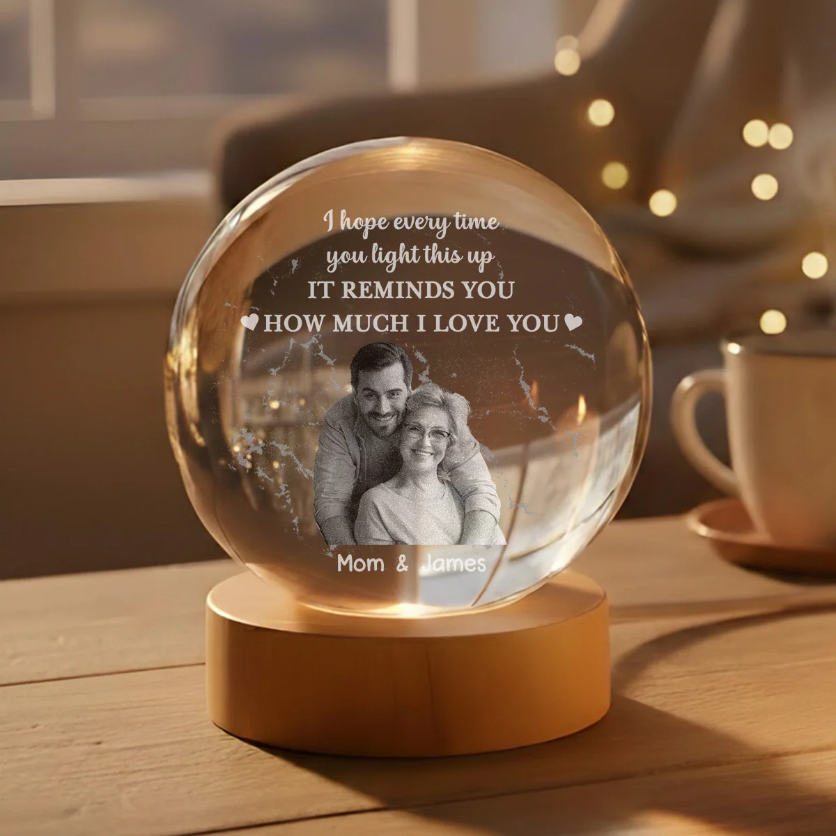 How Much I Love You - Personalized Custom Crystal Globe Lamp - Image 5