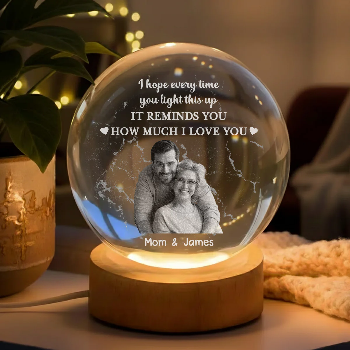 How Much I Love You - Personalized Custom Crystal Globe Lamp - Image 6