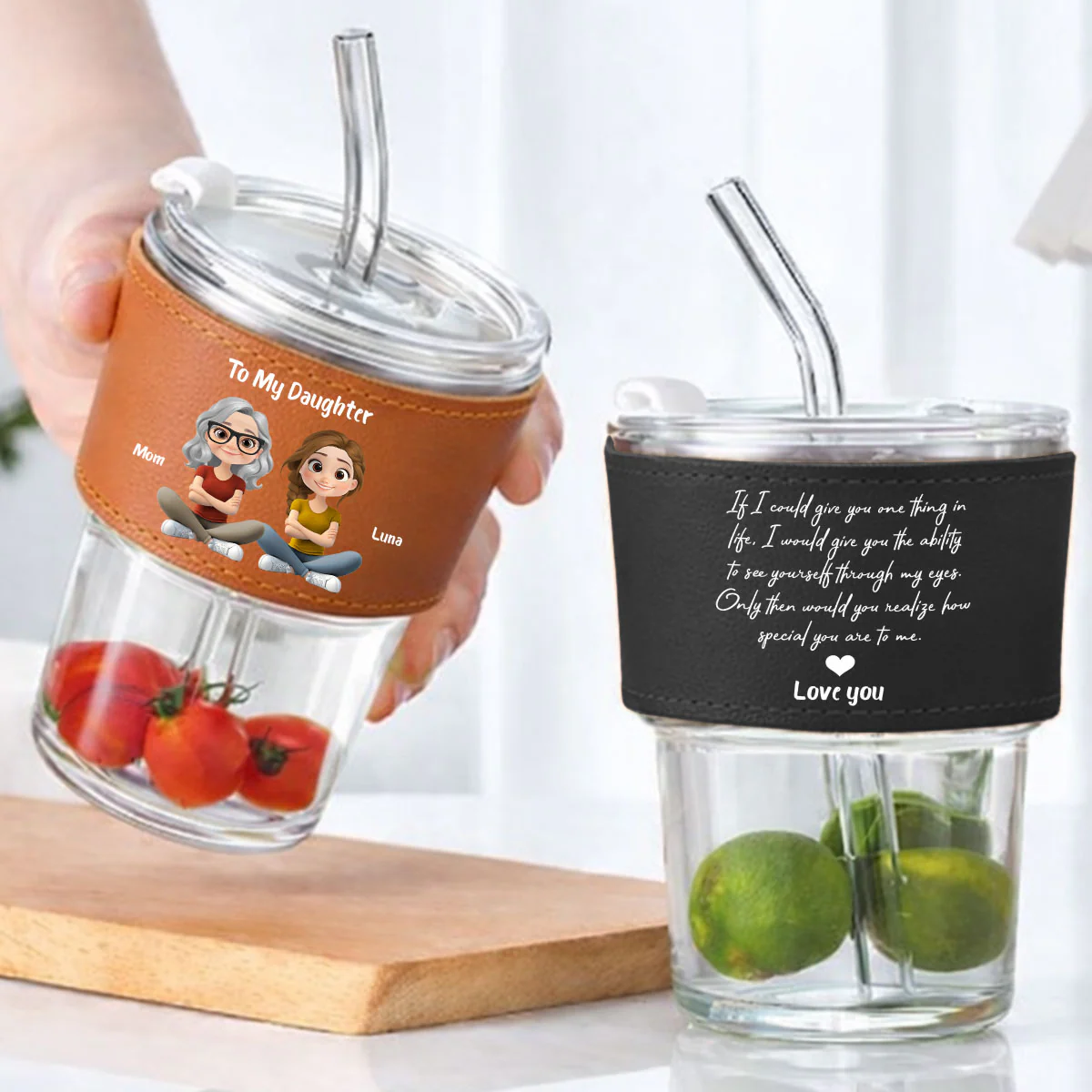How Special You Are - Personalized Custom Leather Glass Cup - Image 3
