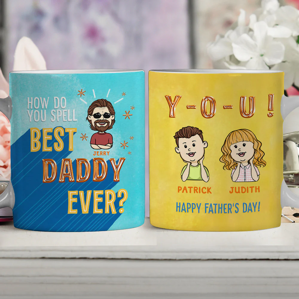 How To Spell Best Grandpa Ever  - Personalized Custom Coffee Mug - Image 3
