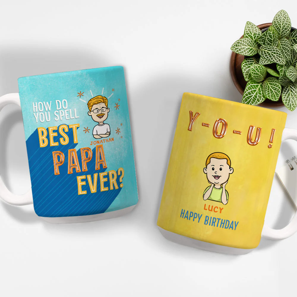 How To Spell Best Grandpa Ever  - Personalized Custom Coffee Mug - Image 4