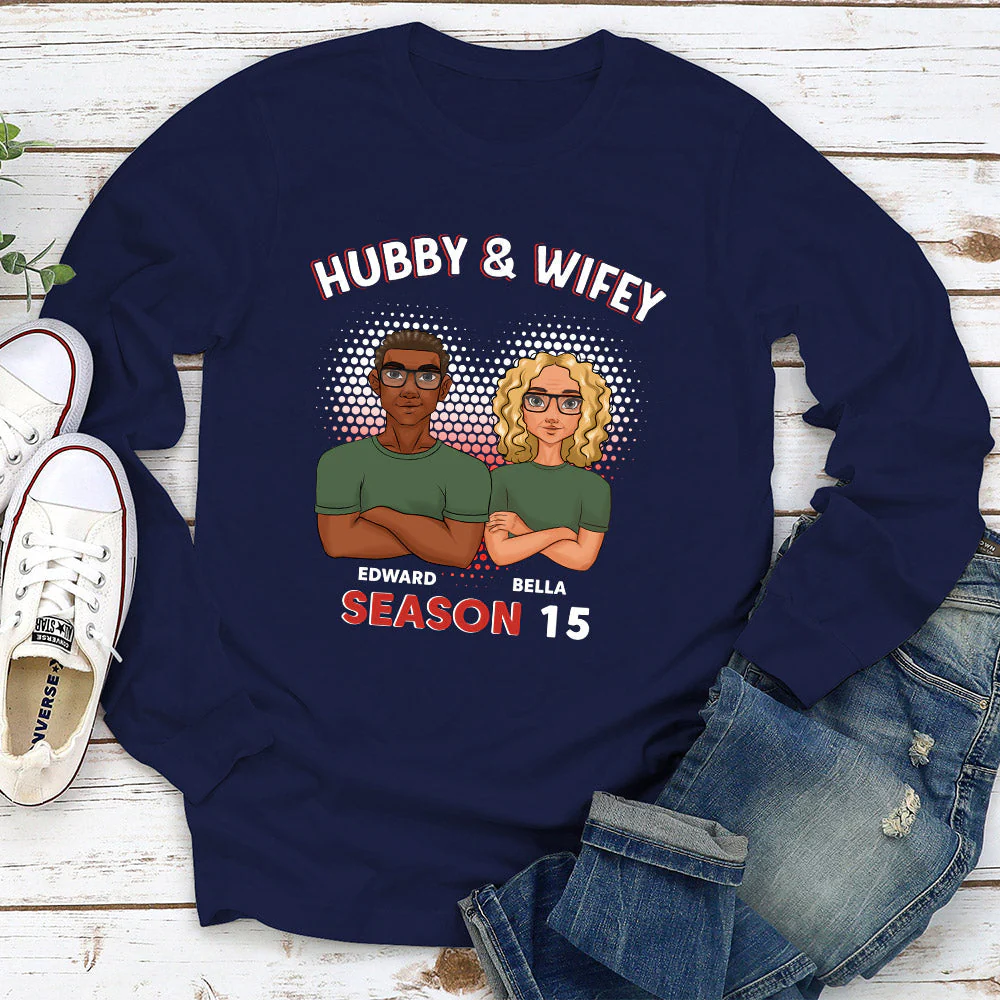 Hubby And Wifey - Personalized Custom Long Sleeve T-shirt - Image 2