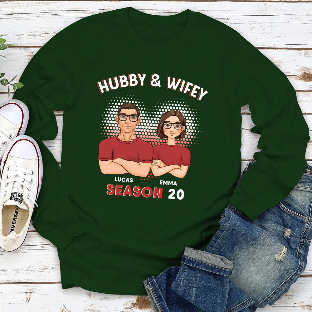 Hubby And Wifey - Personalized Custom Long Sleeve T-shirt - Image 3