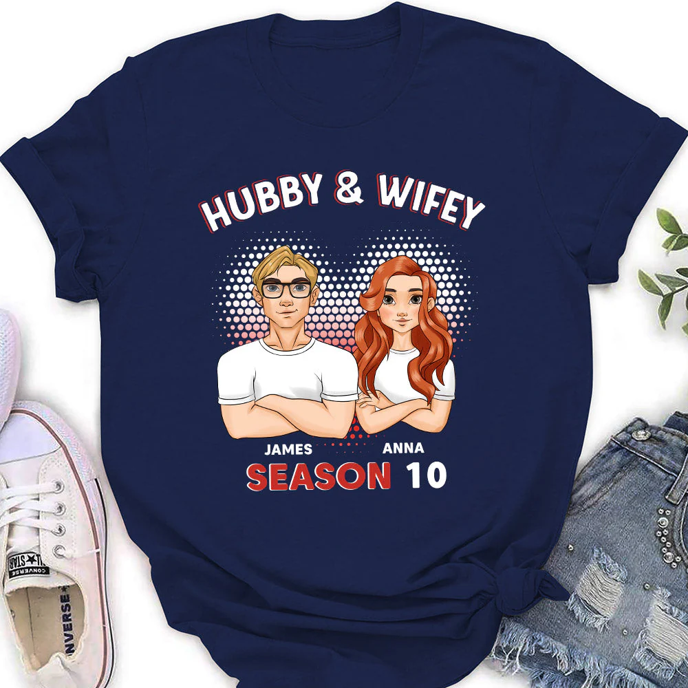 Hubby And Wifey - Personalized Custom Women's T-shirt - Image 5