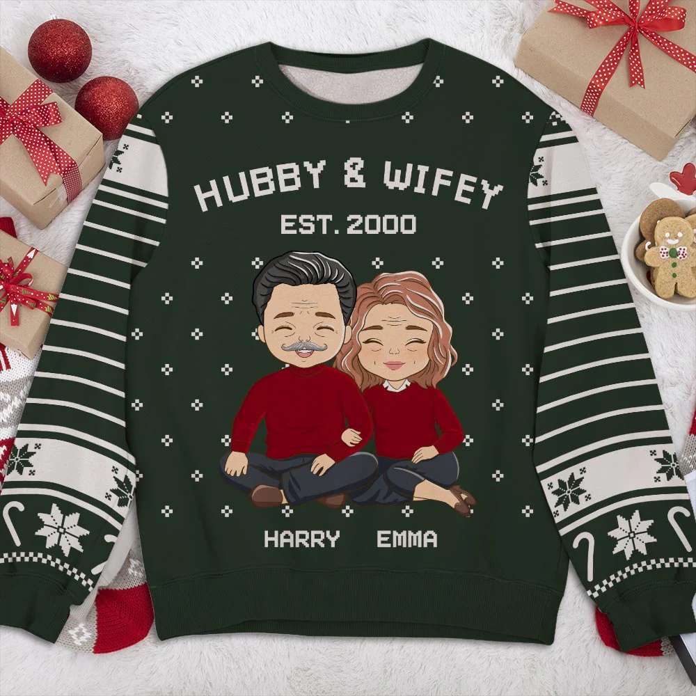Hubby Wifey - Personalized Custom All-Over-Print Sweatshirt - Image 2
