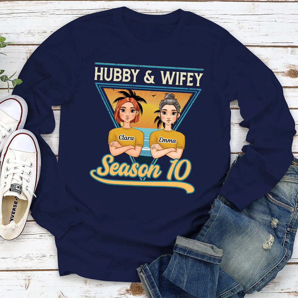 Hubby And Wifey Season  - Personalized Custom Long Sleeve T-shirt - Image 3