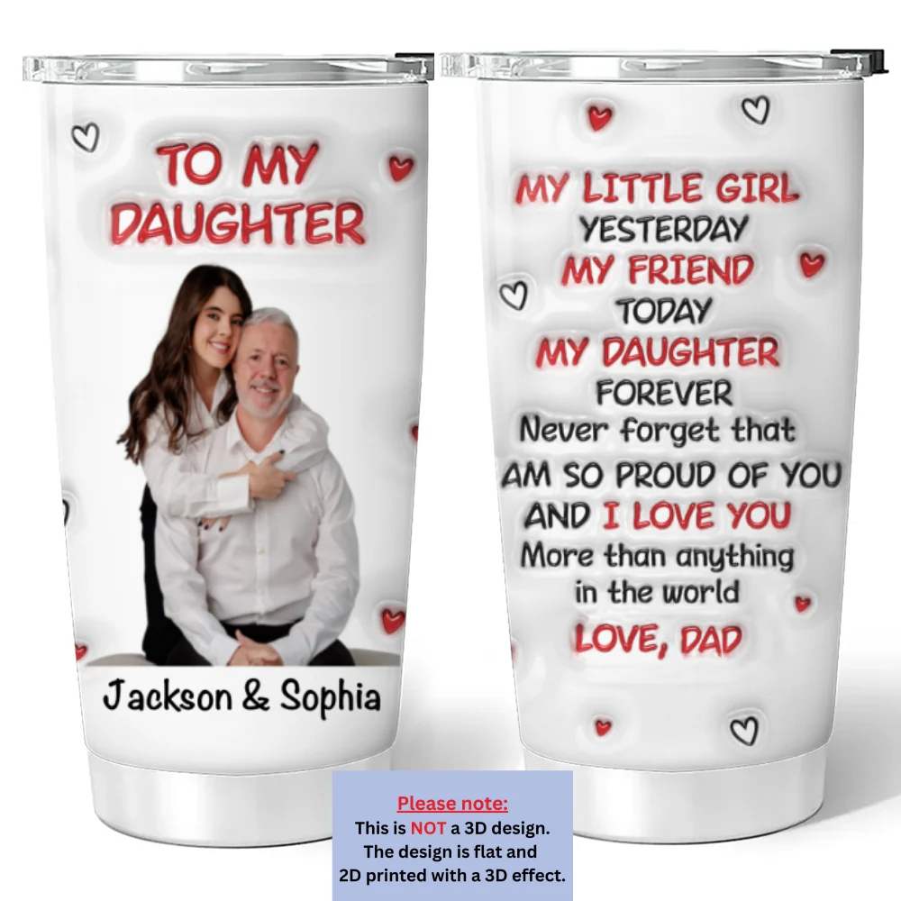 Hug From Dad Custom Photo - Personalized Custom 3D Inflated Effect Tumbler - Image 5