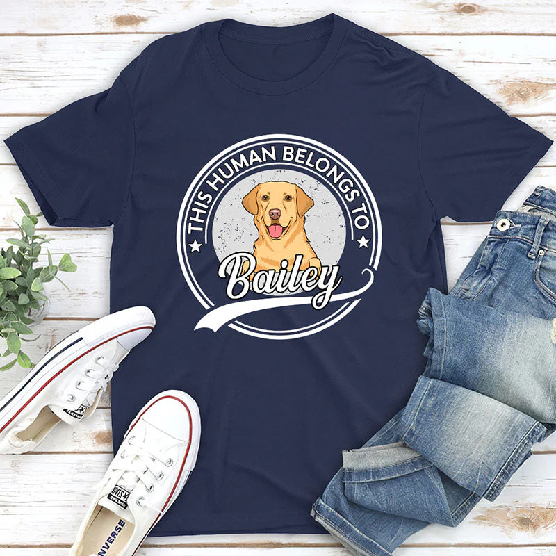 Human Belongs To Dog Version 2 - Personalized Custom Unisex T-shirt - Image 2