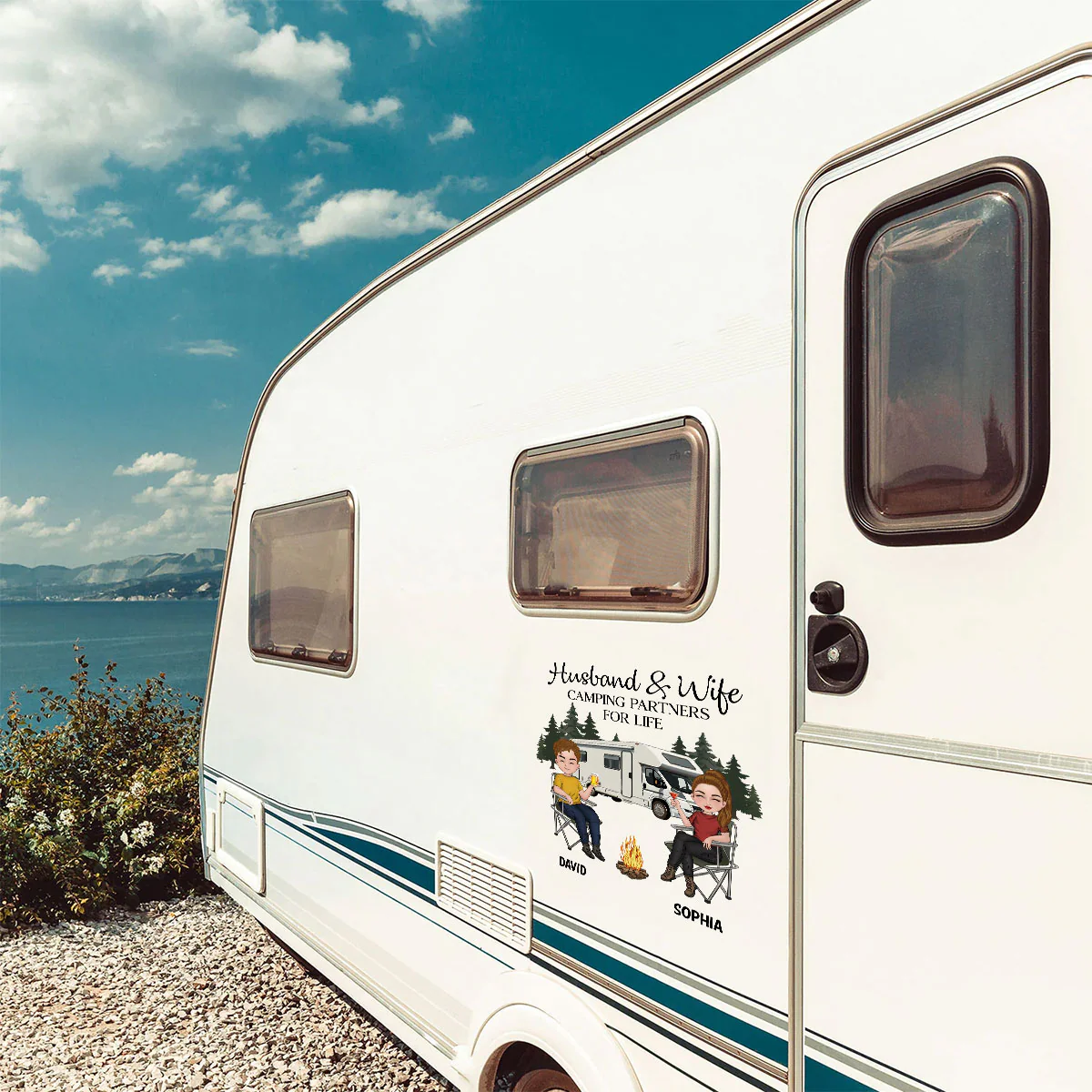 Husband And Wife Camping Partners For Life - Personalized Custom Decal - Image 10