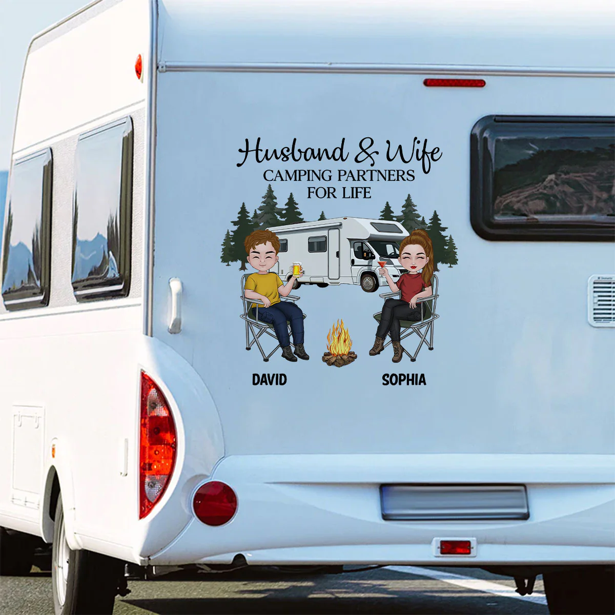 Husband And Wife Camping Partners For Life - Personalized Custom Decal - Image 11