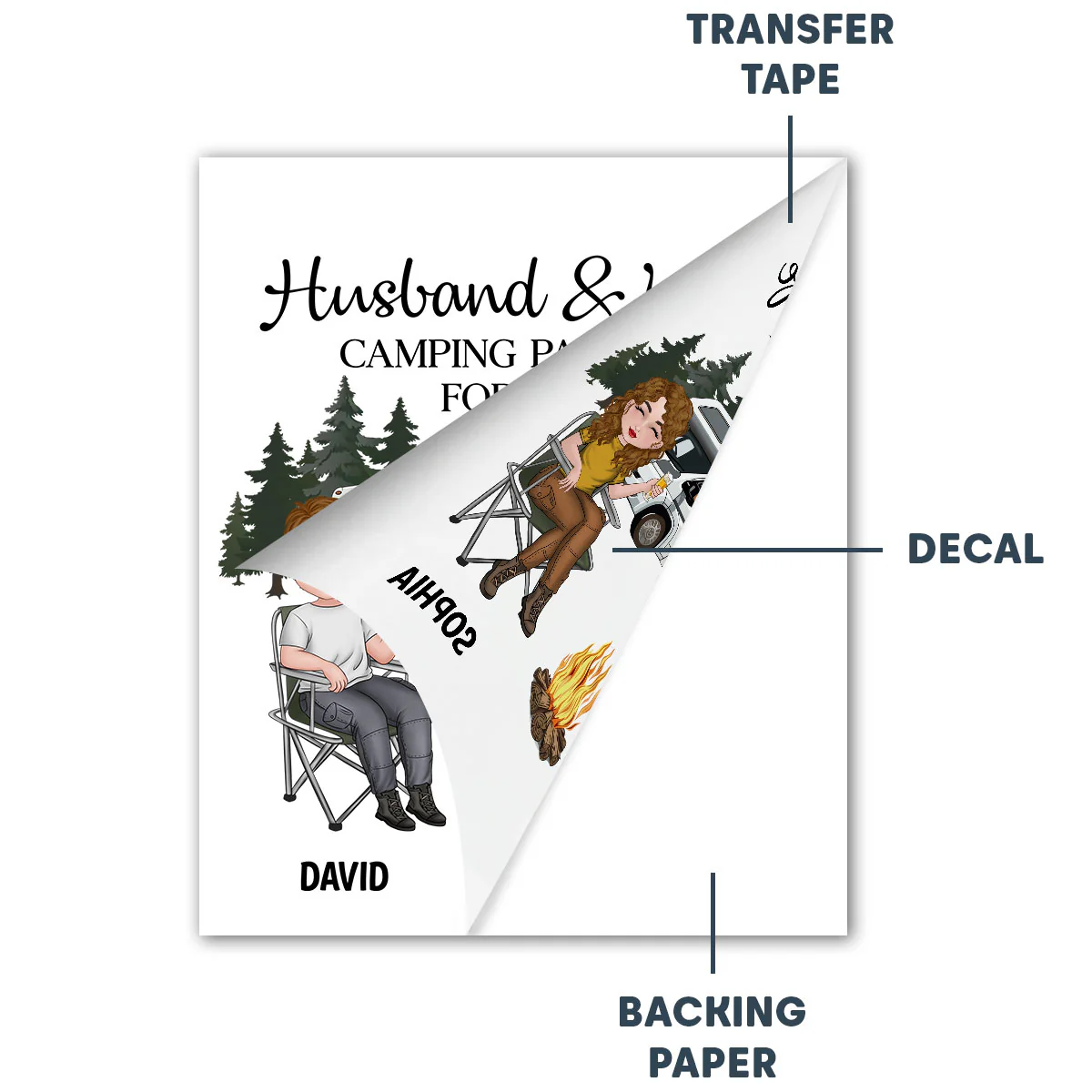 Husband And Wife Camping Partners For Life - Personalized Custom Decal - Image 12