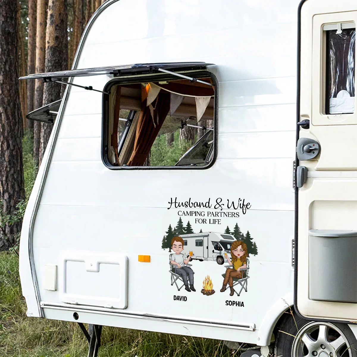 Husband And Wife Camping Partners For Life - Personalized Custom Decal - Image 9