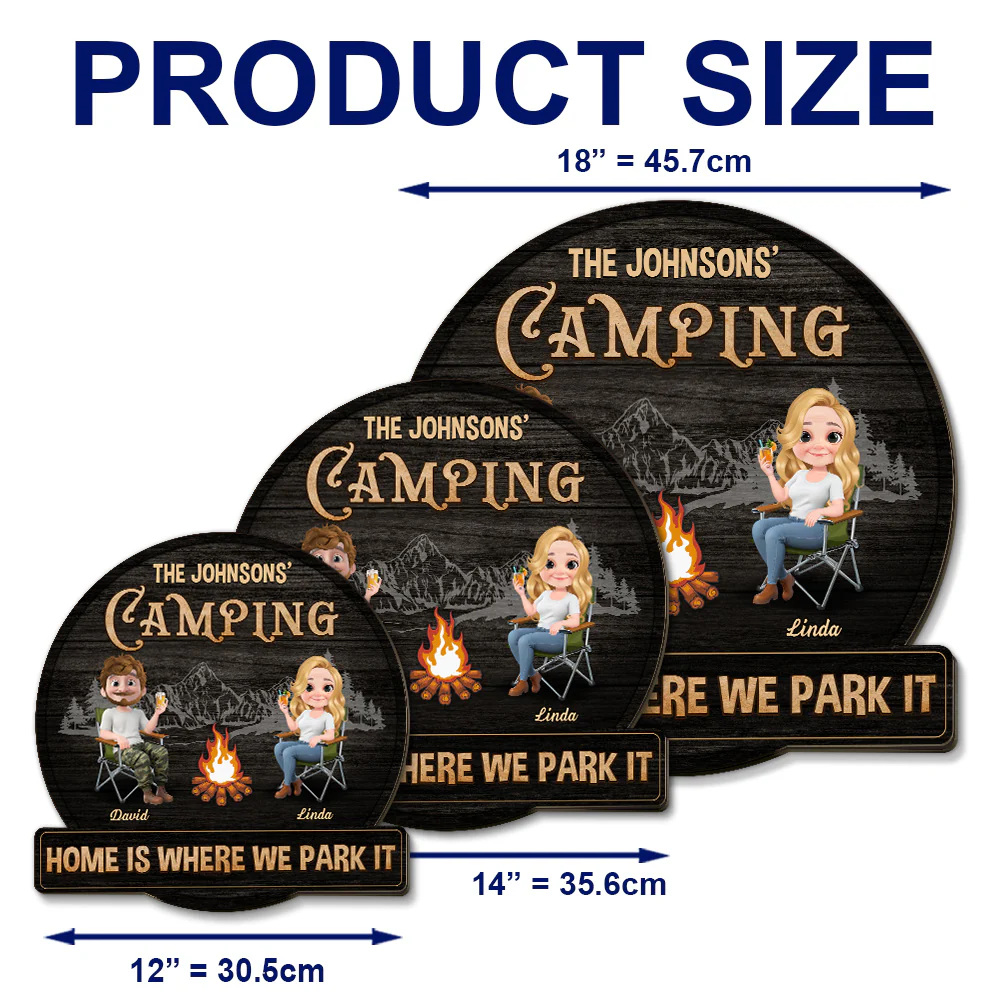 Husband And Wife Go Camping - Personalized Custom Wood Sign - Image 5