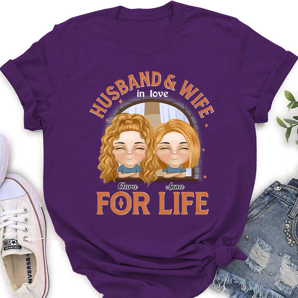 Husband And Wife In Love For Life - Personalized Custom Women's T-shirt - Image 3