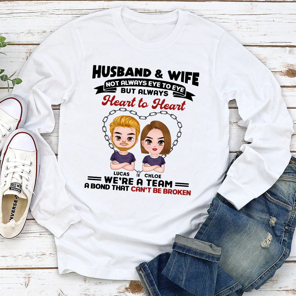 Husband And Wife - Personalized Custom Long Sleeve T-shirt - Image 2