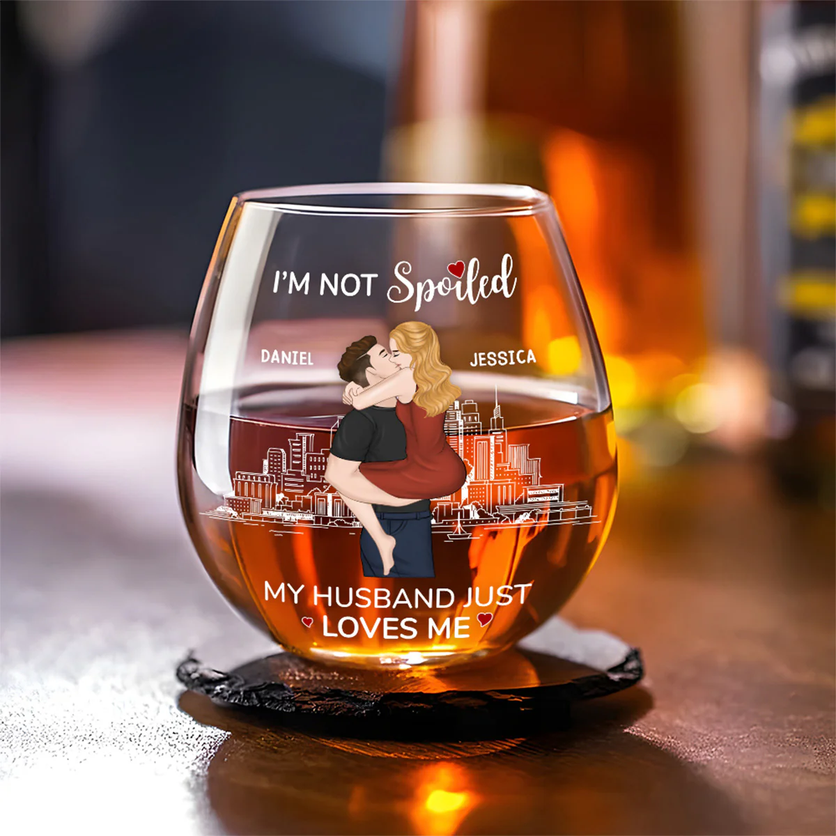 Husband Just Loves Me - Personalized Custom Wine Glass - Image 3