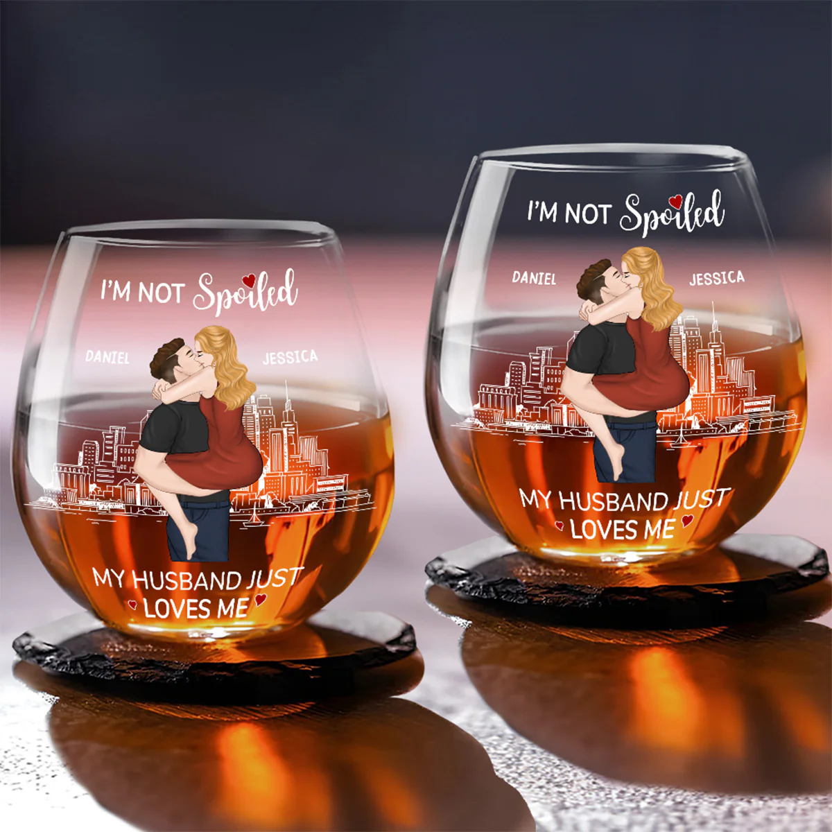 Husband Just Loves Me - Personalized Custom Wine Glass - Image 4