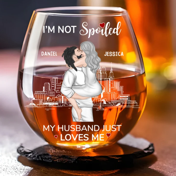 Husband Just Loves Me - Personalized Custom Wine Glass - Image 5