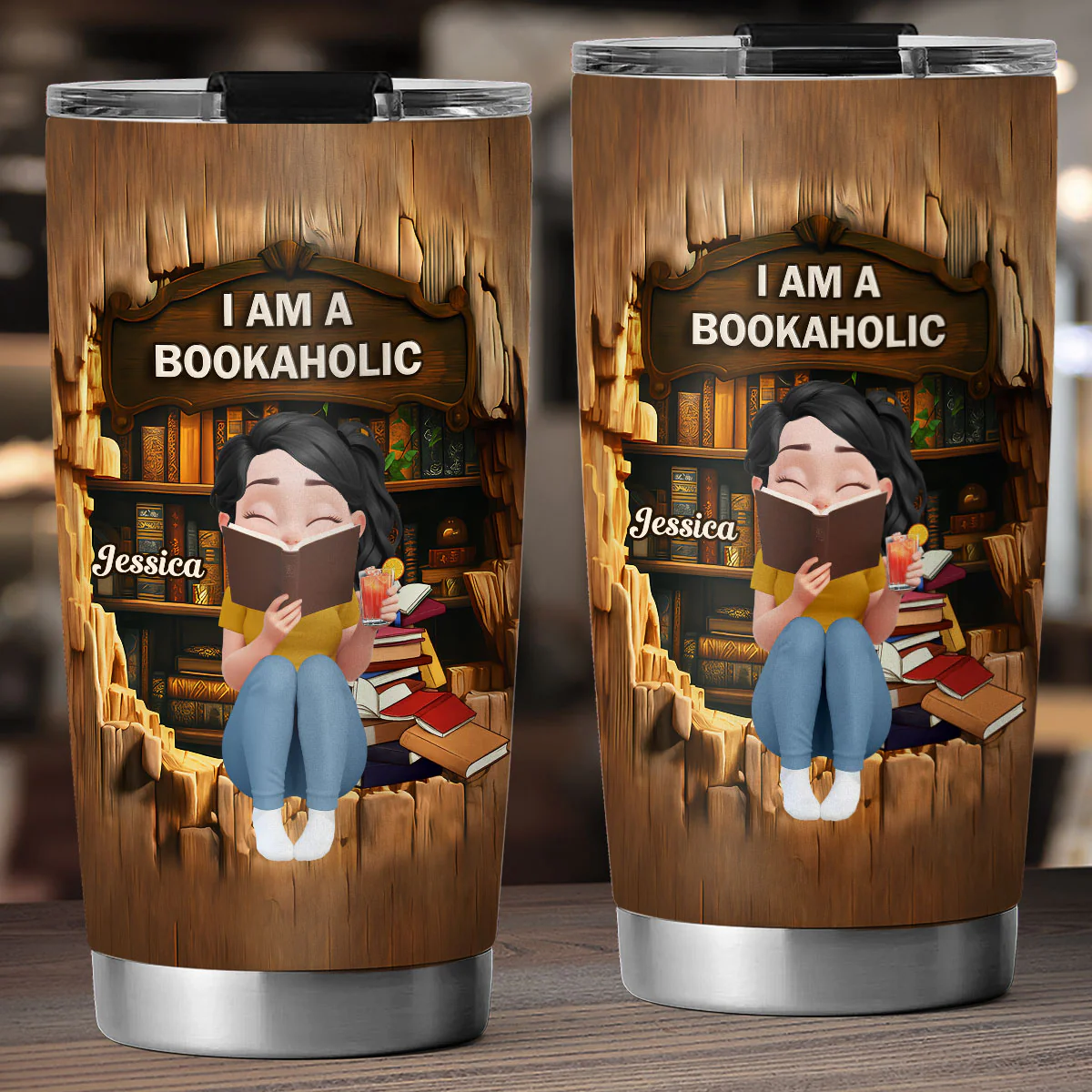 I Am A Bookaholic Girl - Personalized Custom Tumbler - Image 3