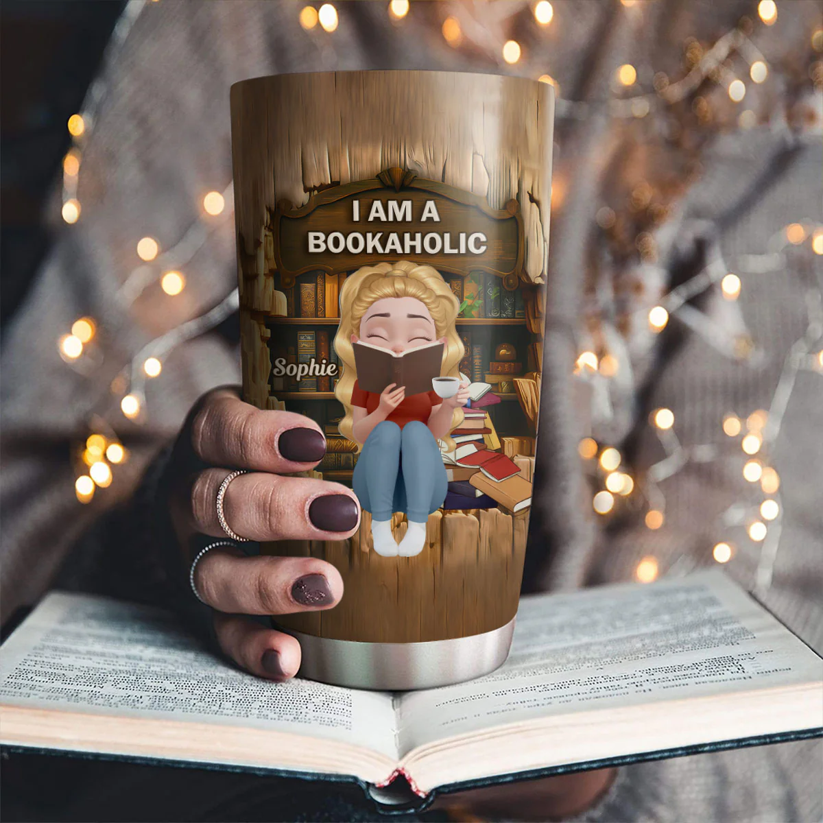 I Am A Bookaholic Girl - Personalized Custom Tumbler - Image 4