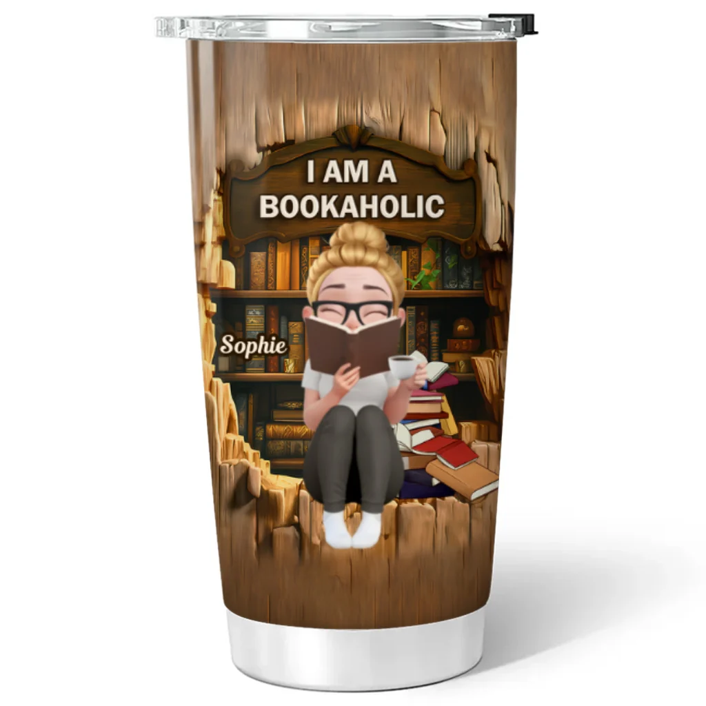 I Am A Bookaholic Girl - Personalized Custom Tumbler - Image 6