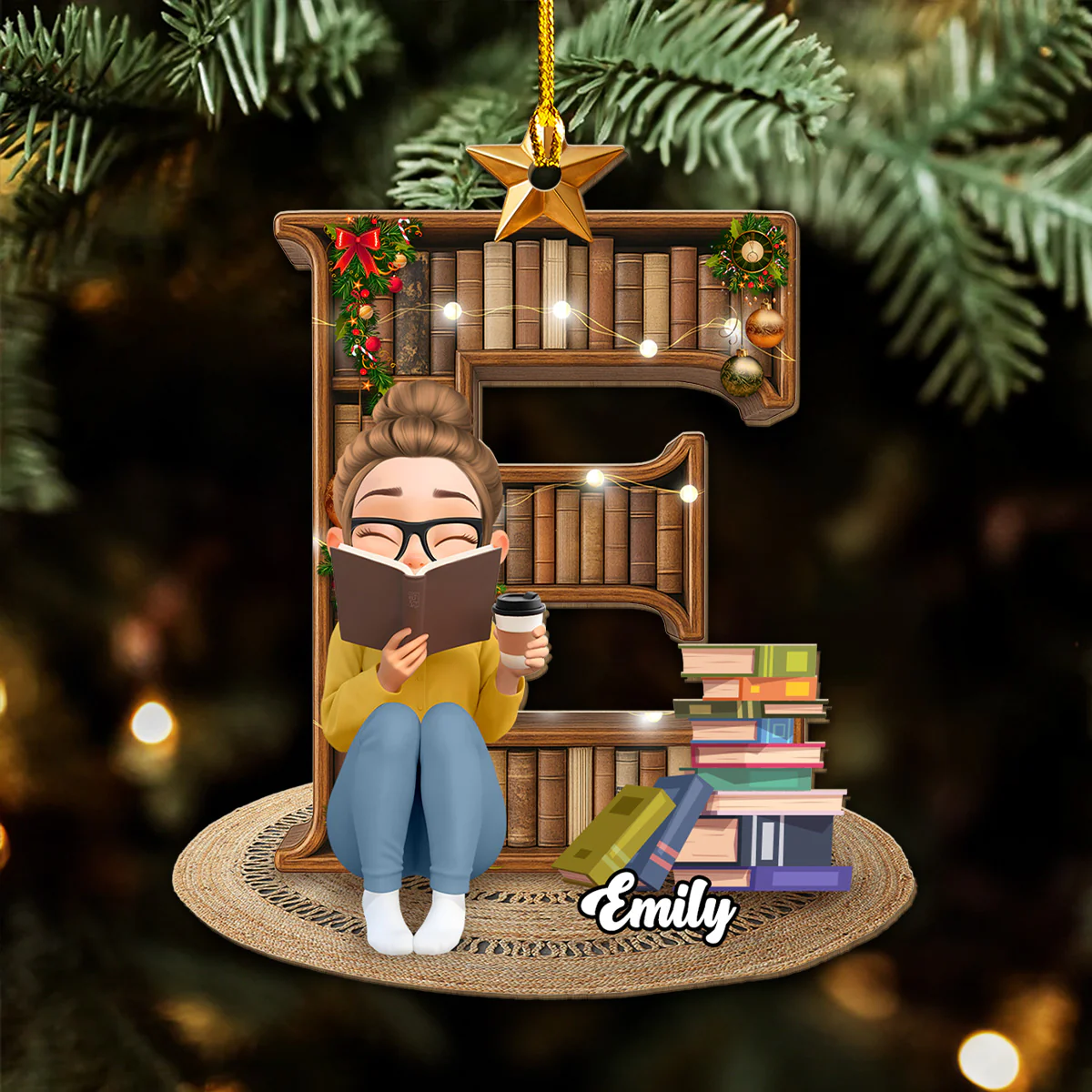I Am A Bookaholic - Personalized Custom 3D Effect Wood Ornament - Image 3