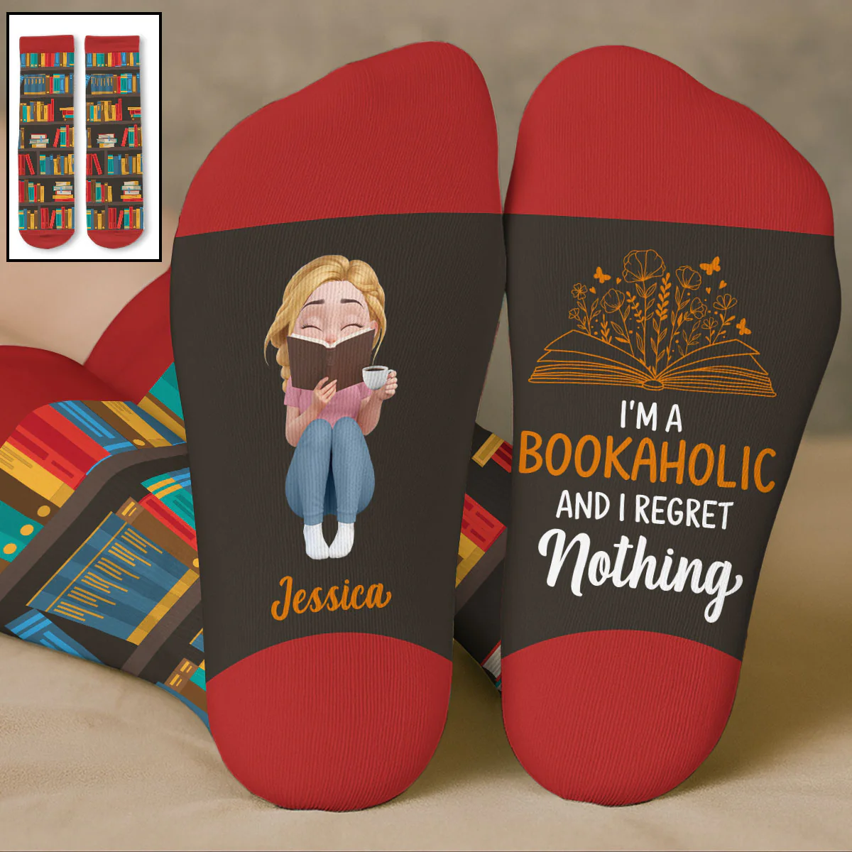 I Am A Bookaholic - Personalized Custom Crew Socks