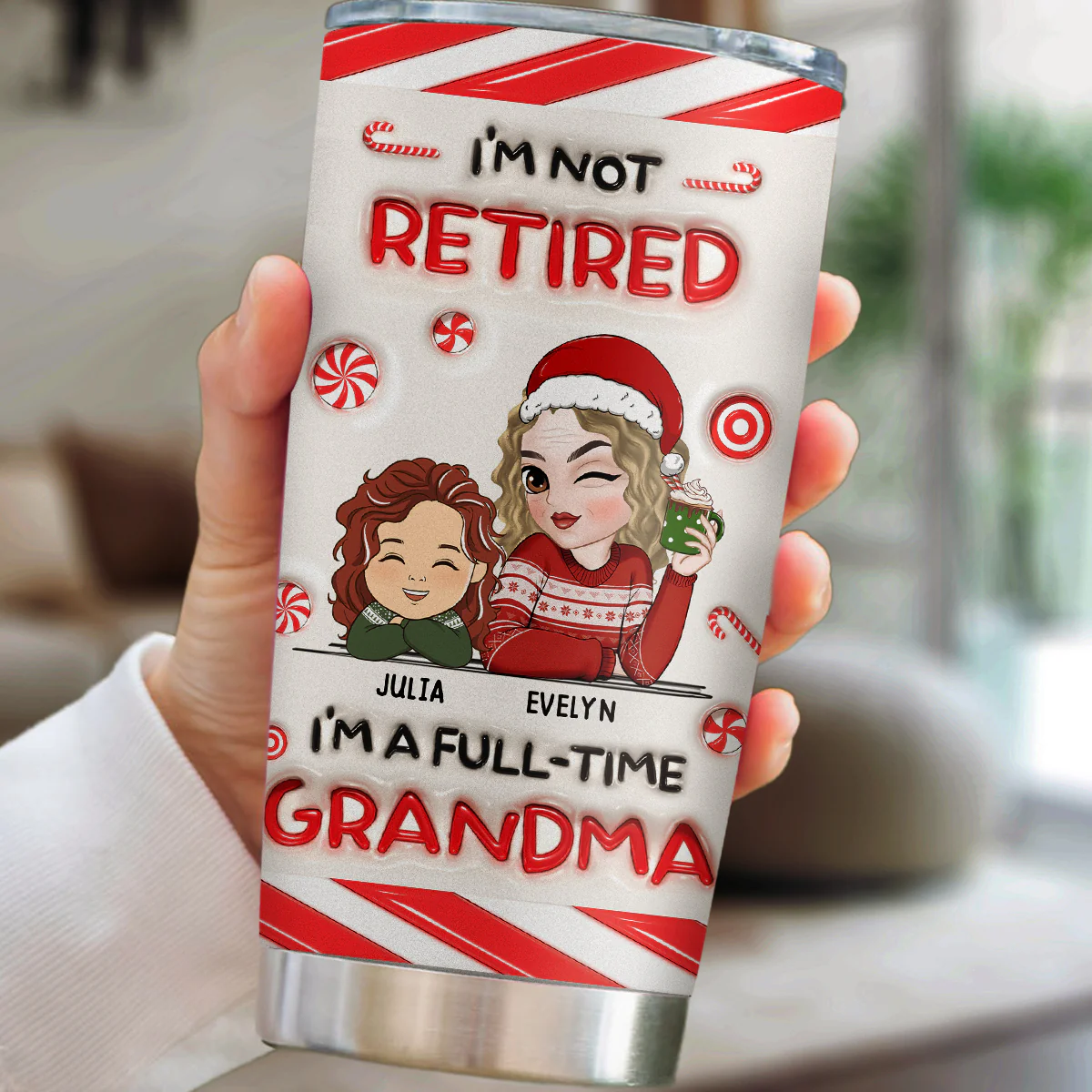 I Am A Full Time Grandma -  Personalized Custom 3D Inflated Effect Tumbler - Image 2