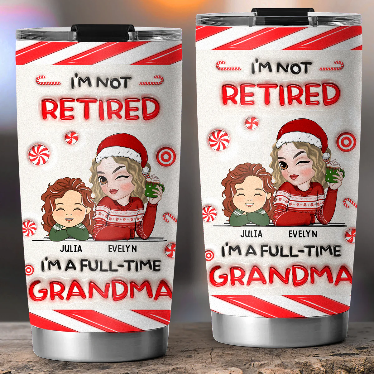 I Am A Full Time Grandma -  Personalized Custom 3D Inflated Effect Tumbler - Image 3
