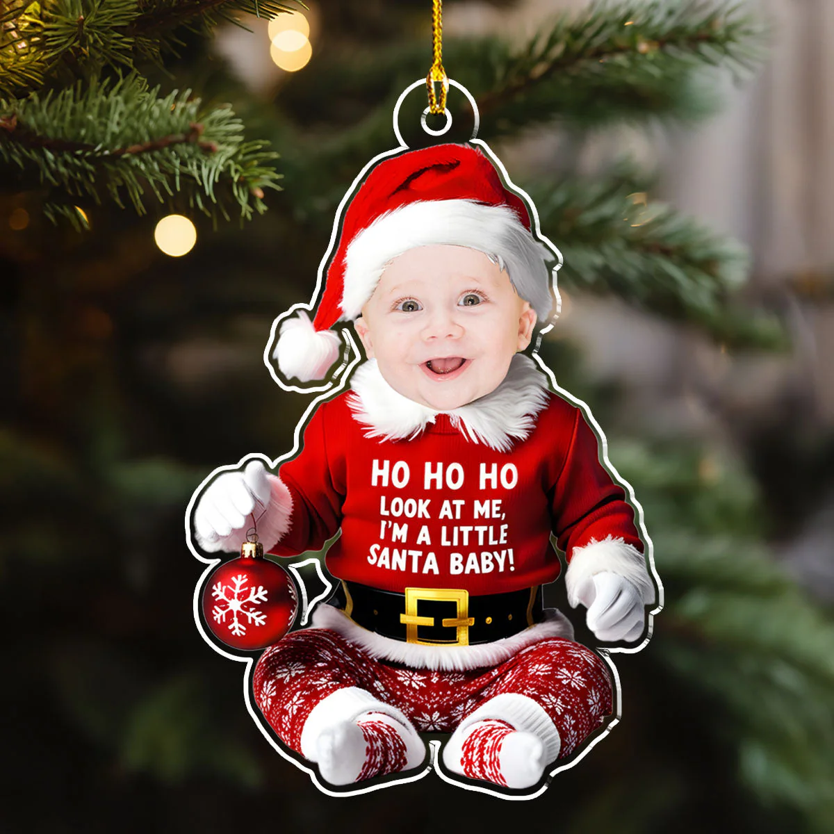 I Am A Little Santa Baby - Personalized Custom Acrylic Ornament - Image 3