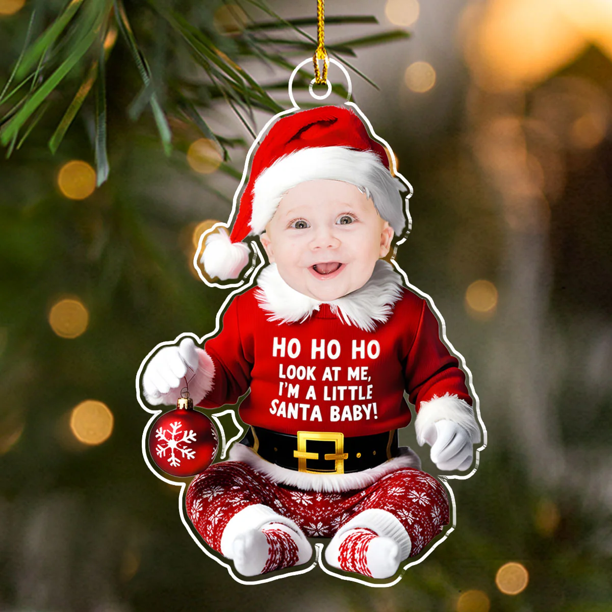 I Am A Little Santa Baby - Personalized Custom Acrylic Ornament - Image 4