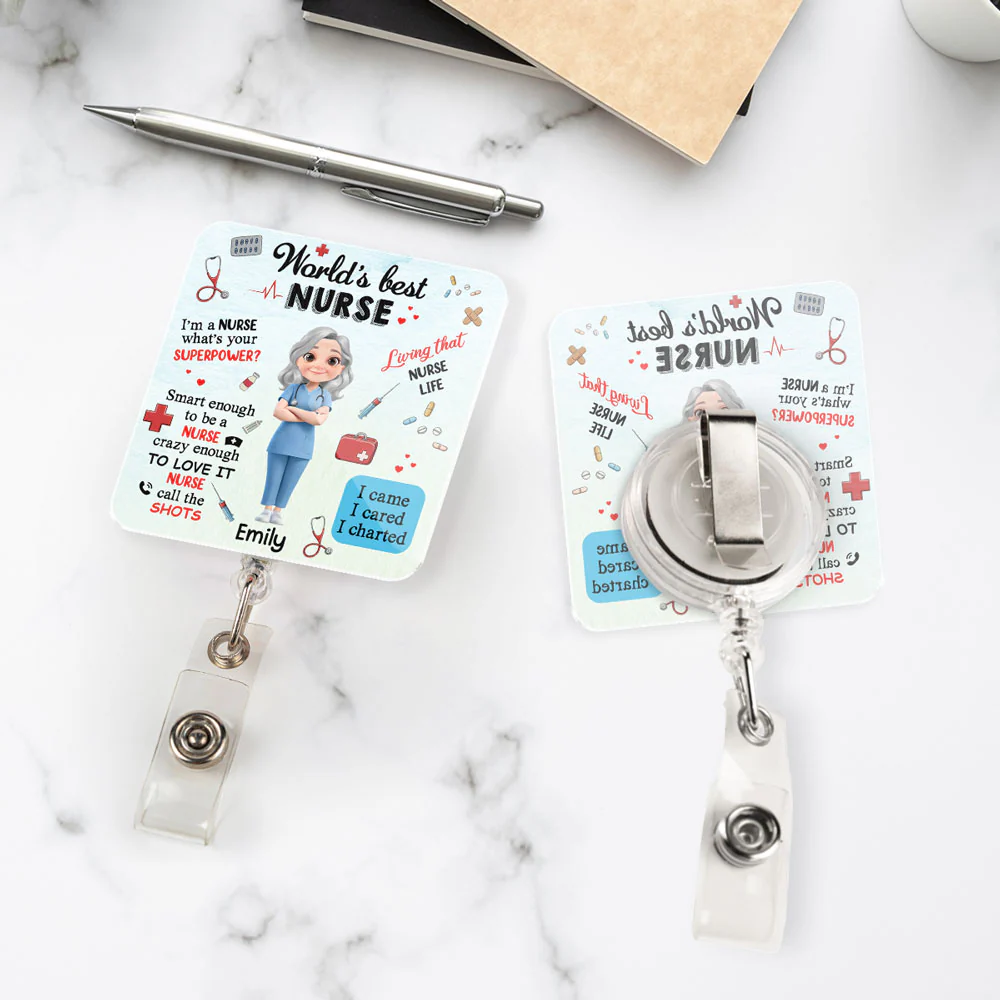 I Am A Nurse - Personalized Custom Acrylic Badge Reel - Image 4